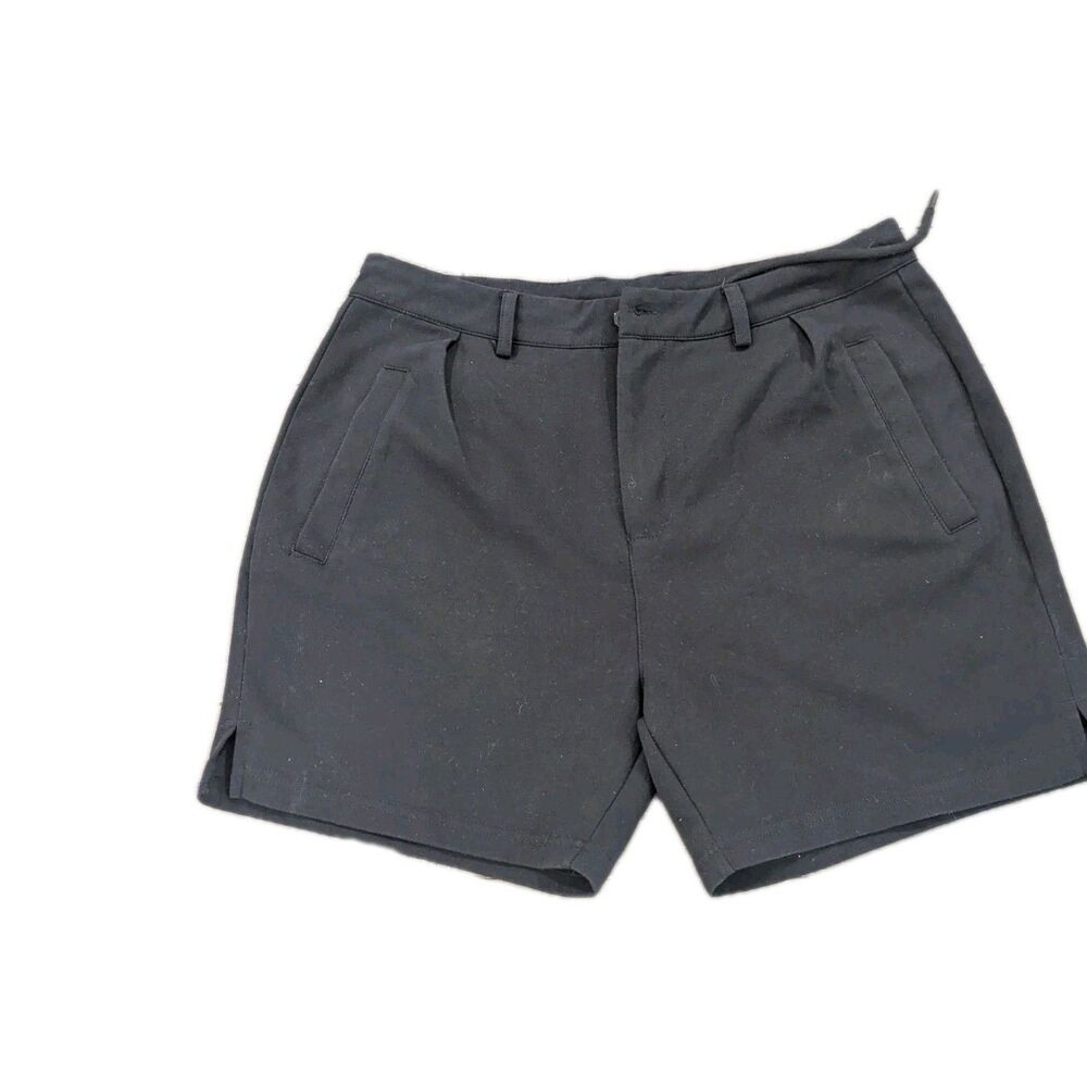 YoungLA Shorts Mens Large Black Elastic Waist Drawstring Butto Chino Soft Shorts